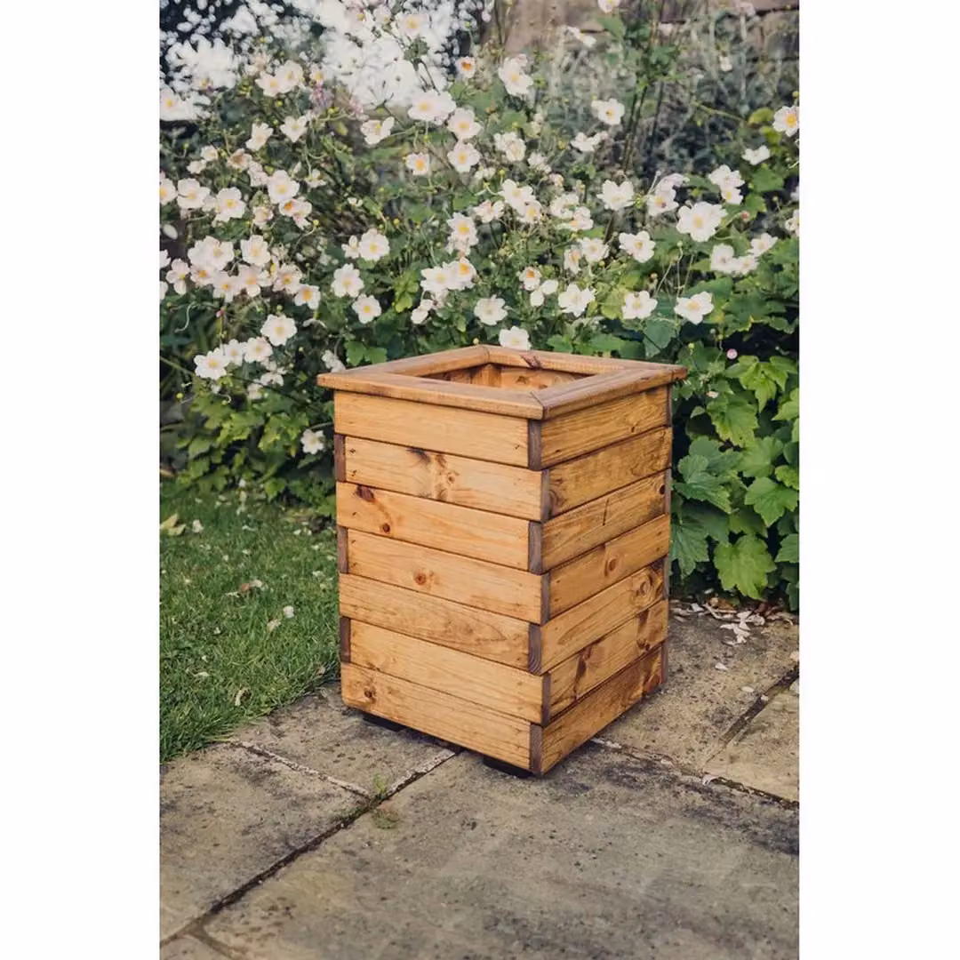 Churnet Valley Garden Furniture Ltd Valley Tall Square Planter, 3 Pack, Brown Wood – 2