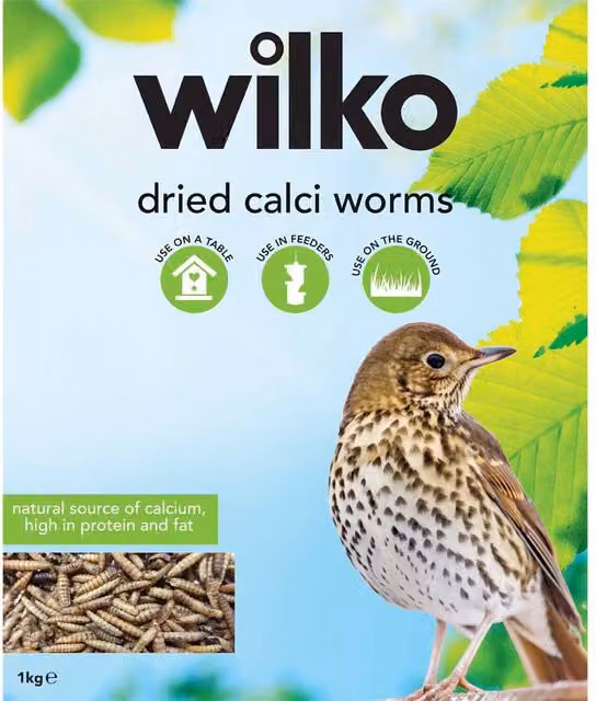 wilko Wildly Tasty Dried Calci Worms for Wild Birds, 1kg