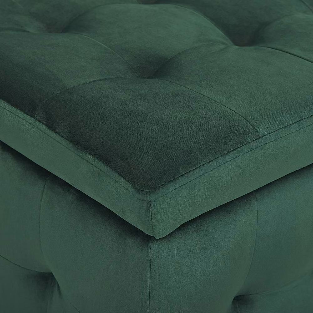 Wyld and Coco Velvetique Green Tufted Storage Ottoman Bench – 6