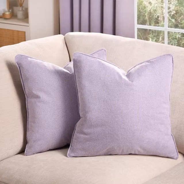 OHS Pack of 2 Square Woven Texture Cushion Covers in Purple