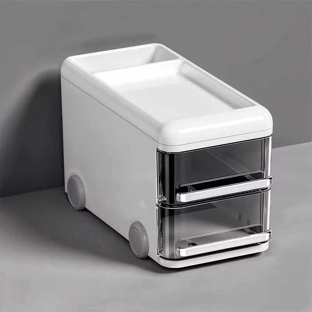 FLAVORA Desktop Stationery Storage Organizer Mobile Drawer Cart in White, W/D/H: 50 x 50 x 50 cm – 2