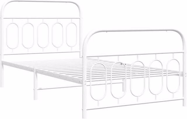Berkfield Home Metal Bed Frame with Footboard, White, W/D/H: 100 x 200 cm – 1