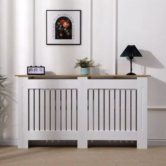 SPETLEK Designs Large Radiator Cover with Vertical Slats in White – 1