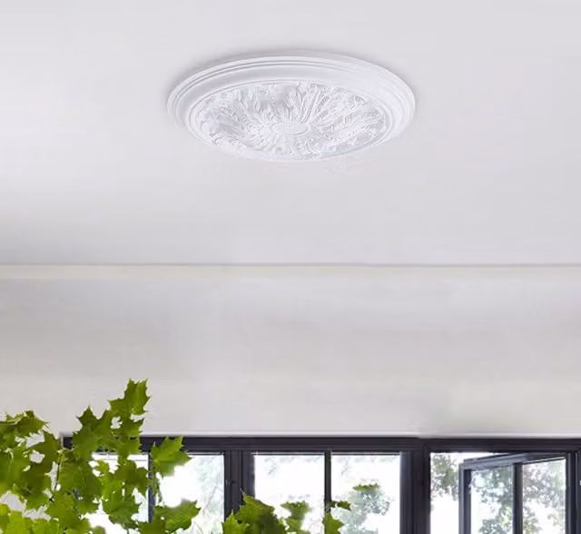Livingandhome White Classic 3D Polyurethane Floral and Foliage Ceiling Rose Canopy