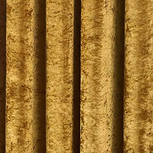 Paoletti Verona Crushed Velvet Eyelet Curtains, Yellow, W: 229 cm, H: 137 cm – 3
