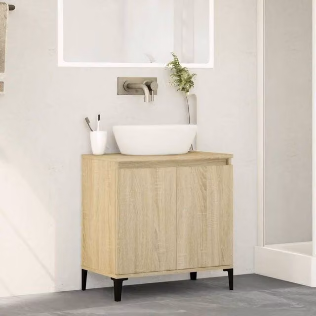Berkfield Home Sink Cabinet in Sonoma Oak, Brown, W/D/H: 58 x 33 x 60 cm
