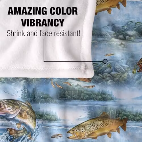 JQ Licensing Freshwater Gamefish Fishing Pattern 2 Silky Touch Super Soft Fleece Throw Blanket in White, W/D/H: 152 x 127 cm – 3