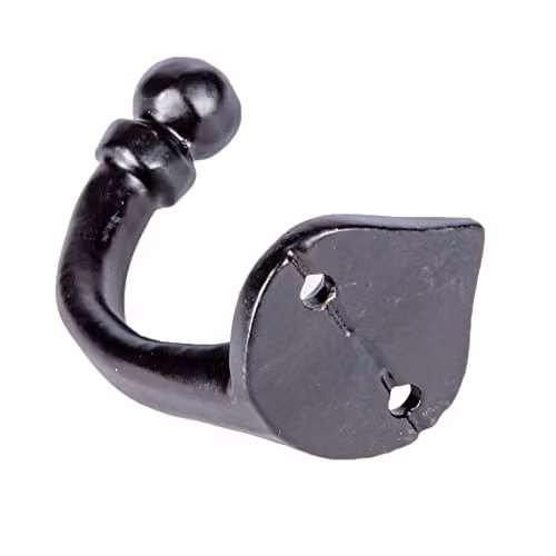 Hammer and Tongs Matt Black Powder-Coated Iron Hook, Pack of 5 – 4