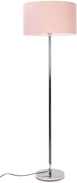 Charlie Silver Floor Lamp with Large Pink Fabric Shade