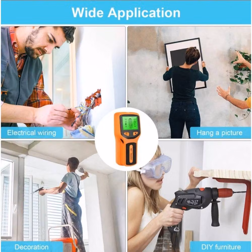 NESTLUNE 5 in 1 Electric Detector Wall Wood Metal Sensor Wire Stud Finder, Orange – 3