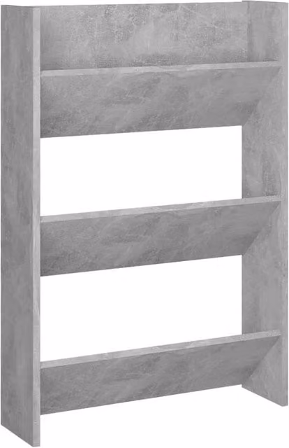 Berkfield Home Wall Mounted Shoe Cabinet in Concrete Grey, W/D/H: 60 x 18 x 90 cm