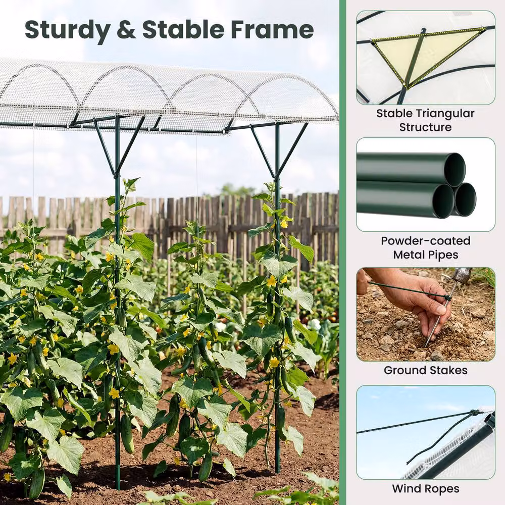 Gymax White Tomato Stand and Climbing Vegetable Shelter with Canopy – 3