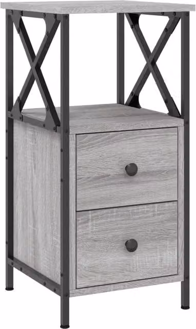 Berkfield Home Set of 2 Durable Bedside Cabinets in Grey Sonoma, W/D/H: 34 x 35.5 x 70 cm