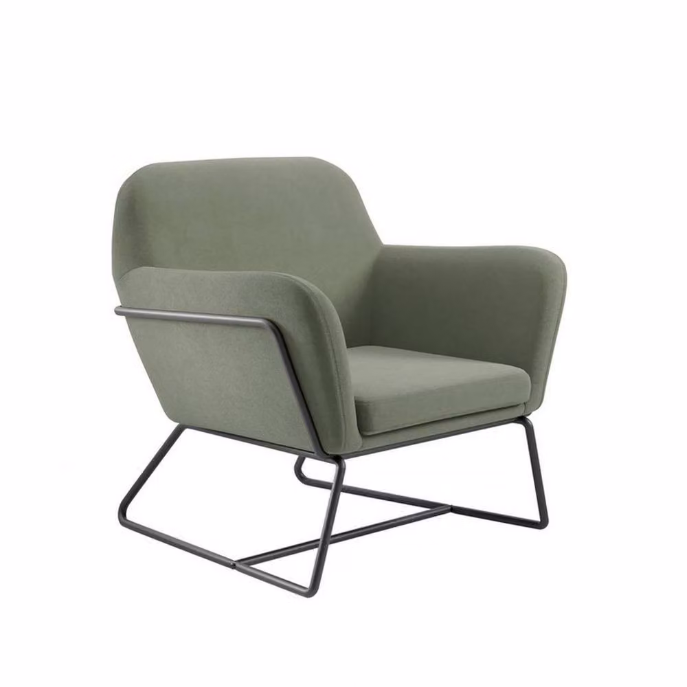 Lemon Pavilion Furniture Charles Armchair in Sage Green Velvet with Black Matte Metal Frame, W75.5 x D66 x H76.5 cm – 3