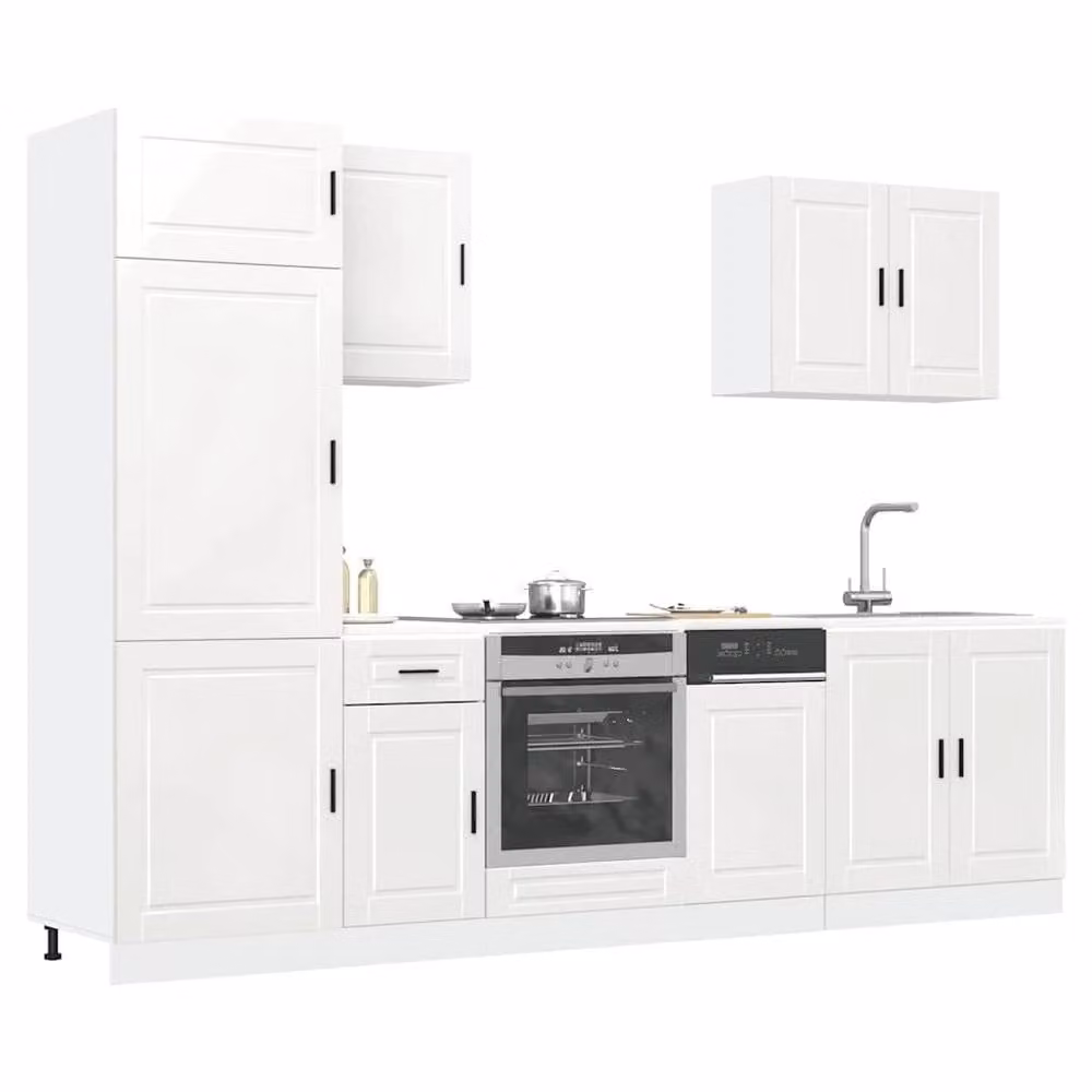 Berkfield Home Kalmar 7 Piece High Gloss White Kitchen Cabinet Set