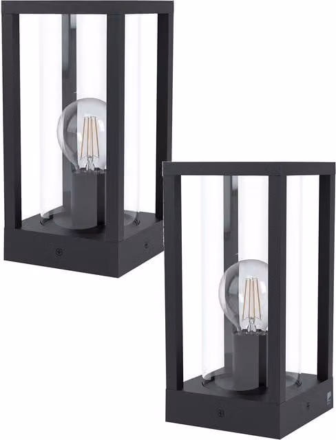 Loops 2 Pack Black Cast Aluminium IP44 Outdoor Bollard Lights with E27 Bulb Holder, H 30.5 cm x W 15 cm x D 15 cm – 1