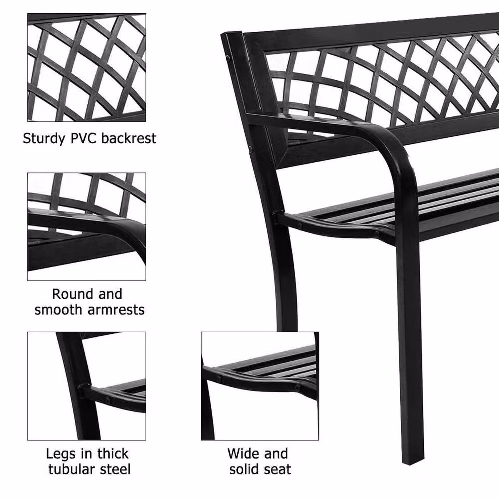 SPETLEK 2 Seater Ergonomic Patio Garden Bench in Black – 5