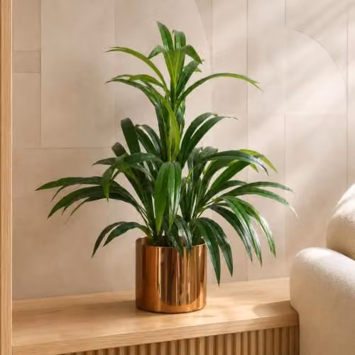 Leaf Artificial Green Bamboo Plant in a Bronze Metal Planter, Height: 65 cm – 2