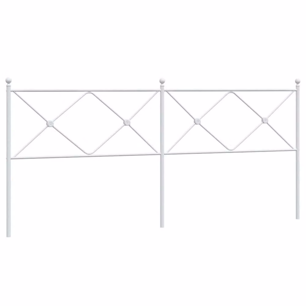Berkfield Home Metal Headboard in White, W: 193 cm – 2