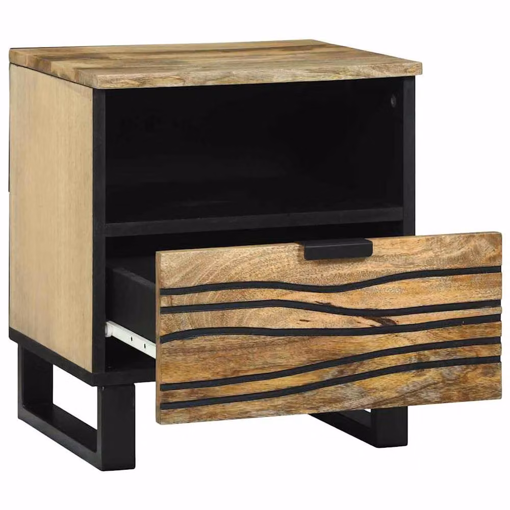 Berkfield Home Modern Bedside Cabinet in Brown Solid Mango Wood, W/D/H: 40 x 33 x 46 cm – 3