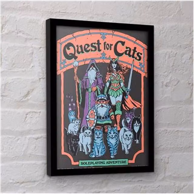 Steven Rhodes Quest For Cats Multicolour Framed Paper Poster