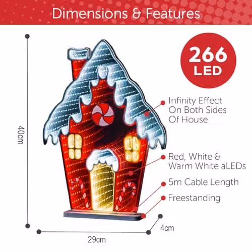 The Christmas Workshop Christmas House Infinity Double-Sided Multi-Coloured Christmas Light, Height: 40 cm – 3