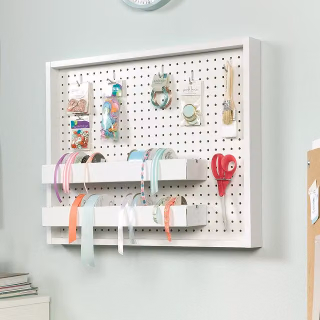 Teknik White Wall Mounted Peg Board with Back Panel