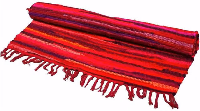 KDMD Pink Striped Boho Rag Rug, W: 50 cm, D: 90 cm