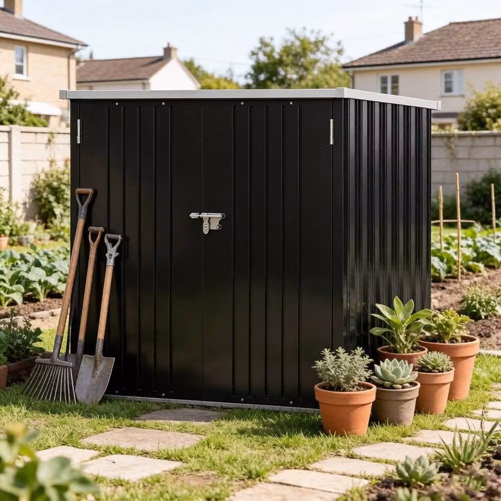 Living and Home Black Metal Garden Tool Shed for Outdoor Patio Storage – 2