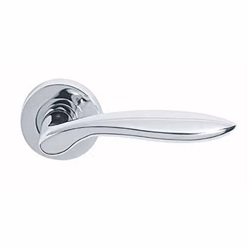 Loops Pair of Smooth Ergonomic Lever Door Handles on Round Rose with Concealed Fix, Polished Chrome – 1