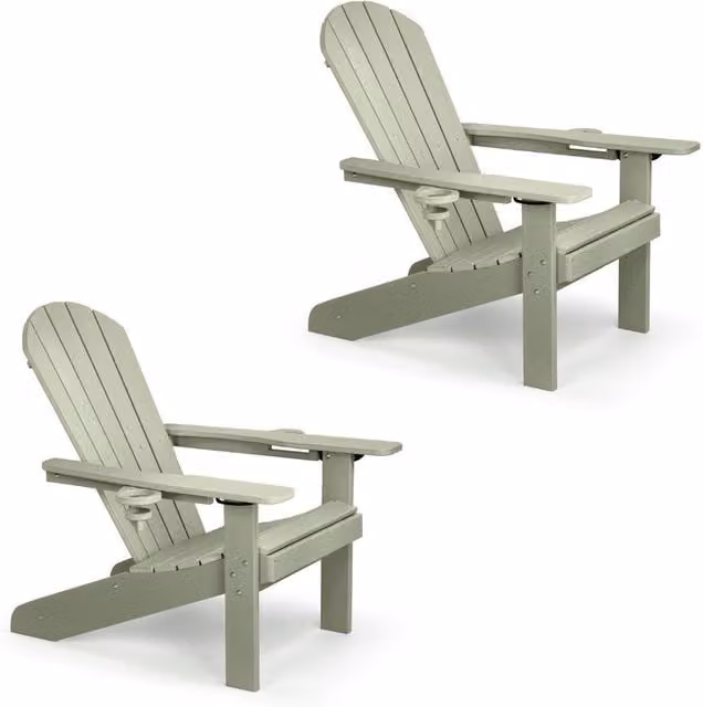 VonHaus Set of 2 Modern Grey HDPE Garden Chairs for Terrace and Balcony – 1