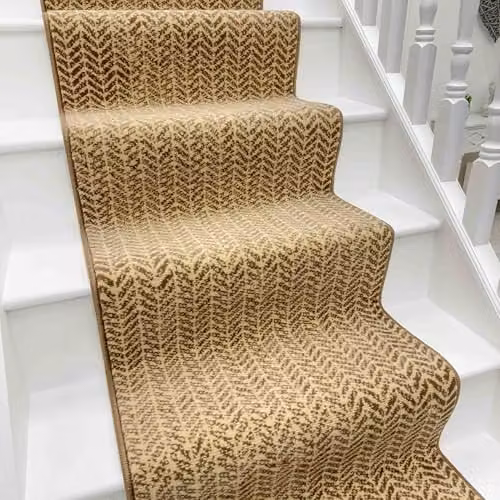 runrug Empire Stair Runner Carpet in Light Brown, W: 60 cm, L: 510 cm – 1