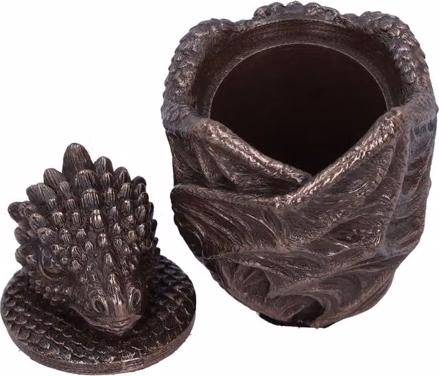 Nemesis Now Bronze Dragon Snuggle Box Tabletop Ornament, Height: 9 cm