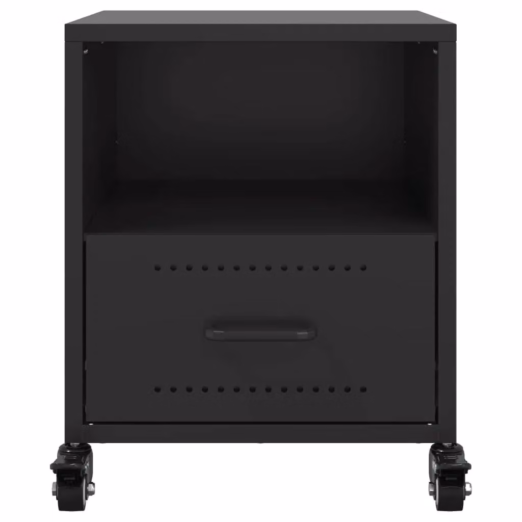 Berkfield Home Set of 2 Black Metal Bedside Cabinets W/D/H: 36 x 39 x 43.5 cm – 3