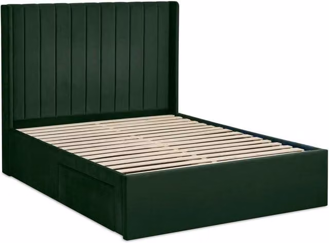 Cheshire Coral Double Bed in Bottle Green Velvet with Dual Storage Doors