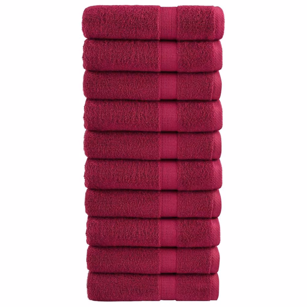 Berkfield Home SOLUND Premium Cotton Terry Shower Towels, 10 Piece Set, Bordeaux Red, W: 70 cm, L: 140 cm, 600gsm – 2