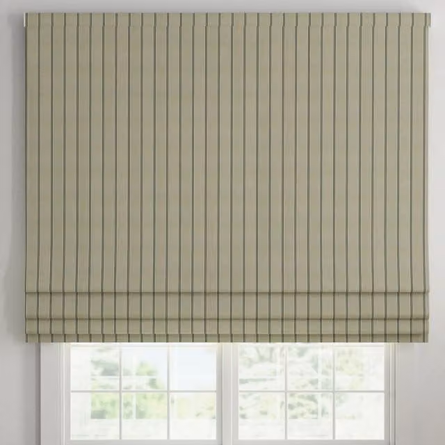 Ante Decor Latham Made To Measure Roman Blind Charcoal and Beige Striped Cotton Blackout Textile