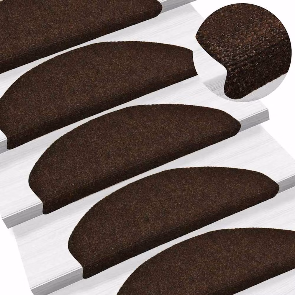 Berkfield Home Self-adhesive Non-slip Stair Mats, 5 Pieces, Brown, W/D/H: 65 x 21 x 4 cm – 3