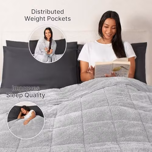 Brentfords Teddy Fleece Weighted Blanket for Adults, 6kg, Grey, W/D/H: 125 x 180 cm – 5