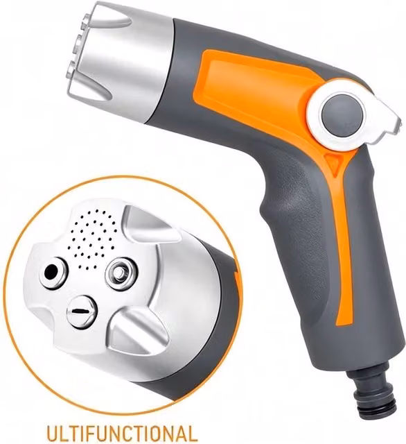 Kelvenix Heavy Duty Garden Hose Spray Nozzle with Multi-Pattern Settings in Grey