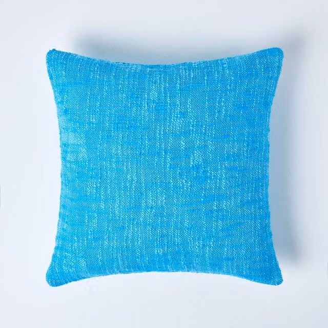 Homescapes Nirvana Cotton Cushion Cover, Teal, W/D/H: 60 x 60 x 60 cm