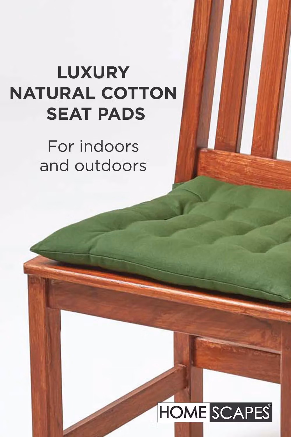 Homescapes Luxury Cotton Seat Pad in Dark Olive Green, W/D/H: 40 x 40 x 6.5 cm – 2