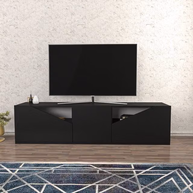 Carson Modern Geometric TV Unit in Matt Anthracite Grey, Width: 160 cm