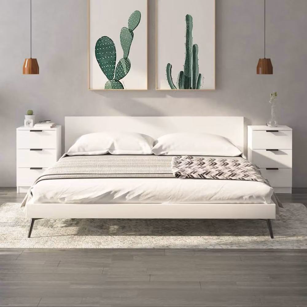 Berkfield Home Set of 2 White Modern Bedside Cabinets, W/D/H: 40 x 36 x 65 cm – 2