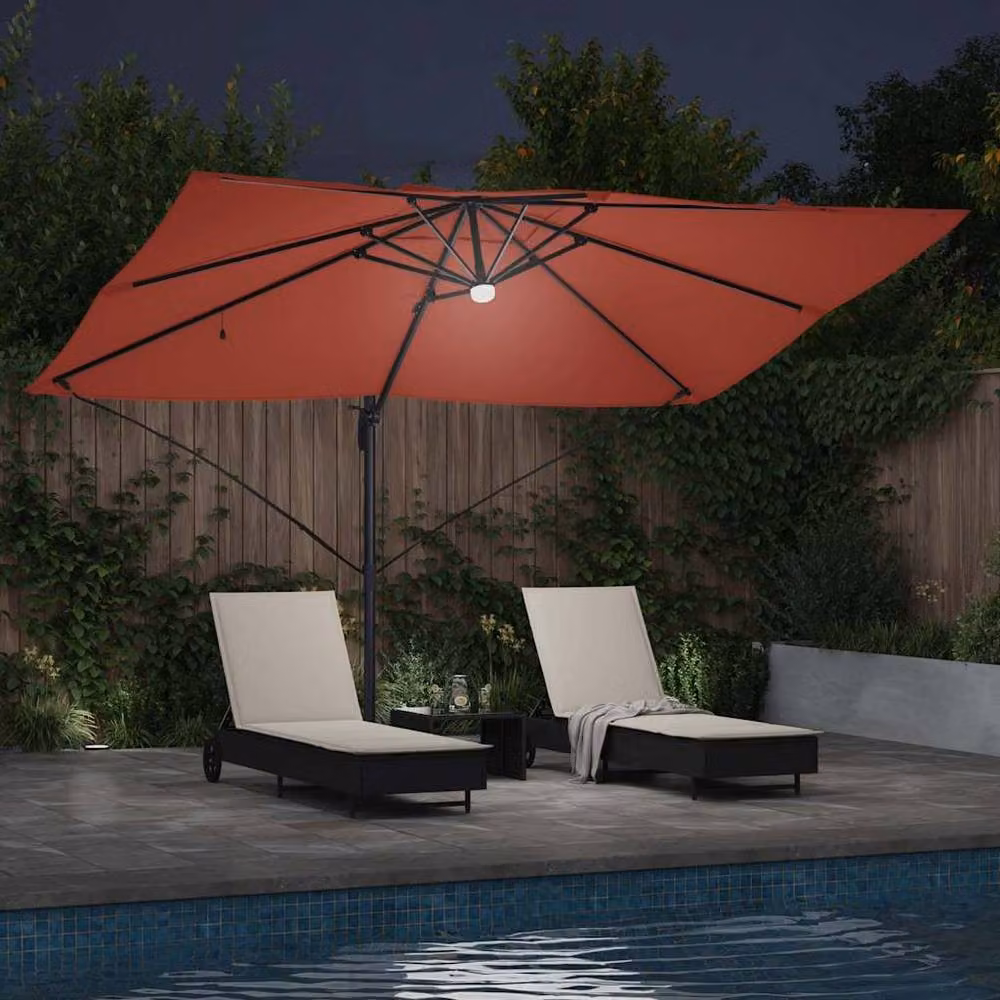 Berkfield Home Modern Cantilever Garden Umbrella in Burnt Orange Polyester – 3