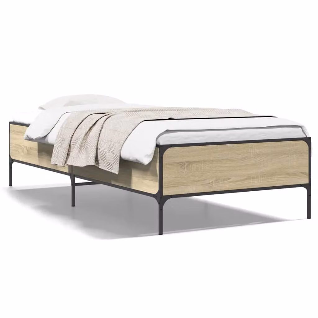 Berkfield Home Sonoma Oak Small Single Bed Frame in Brown W/D/H: 75 x 190 cm – 2