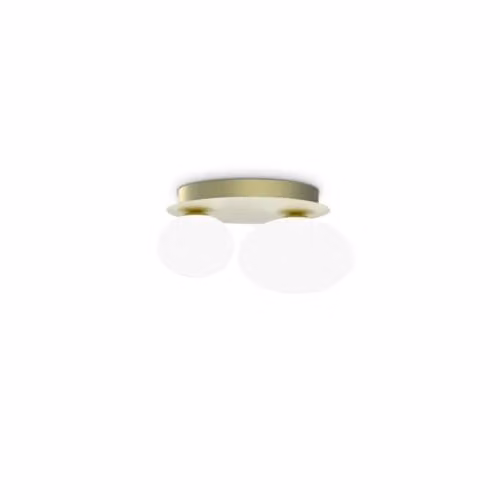 Ideal Lux Ninfea 2 Light Globe Ceiling Light in Brass with Transparent Glass Spheres – 1