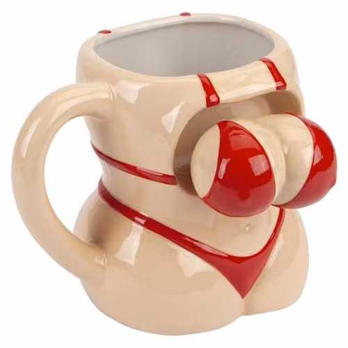 VFM e-Store Shaking Bikini Wobble Mug in Beige, Ceramic, H: 14 cm, W: 12 cm, D: 12 cm