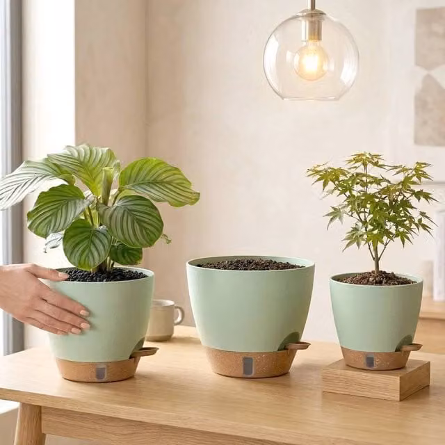 EONLION Green Self Watering Indoor Plant Pots, Set of 3 – 1