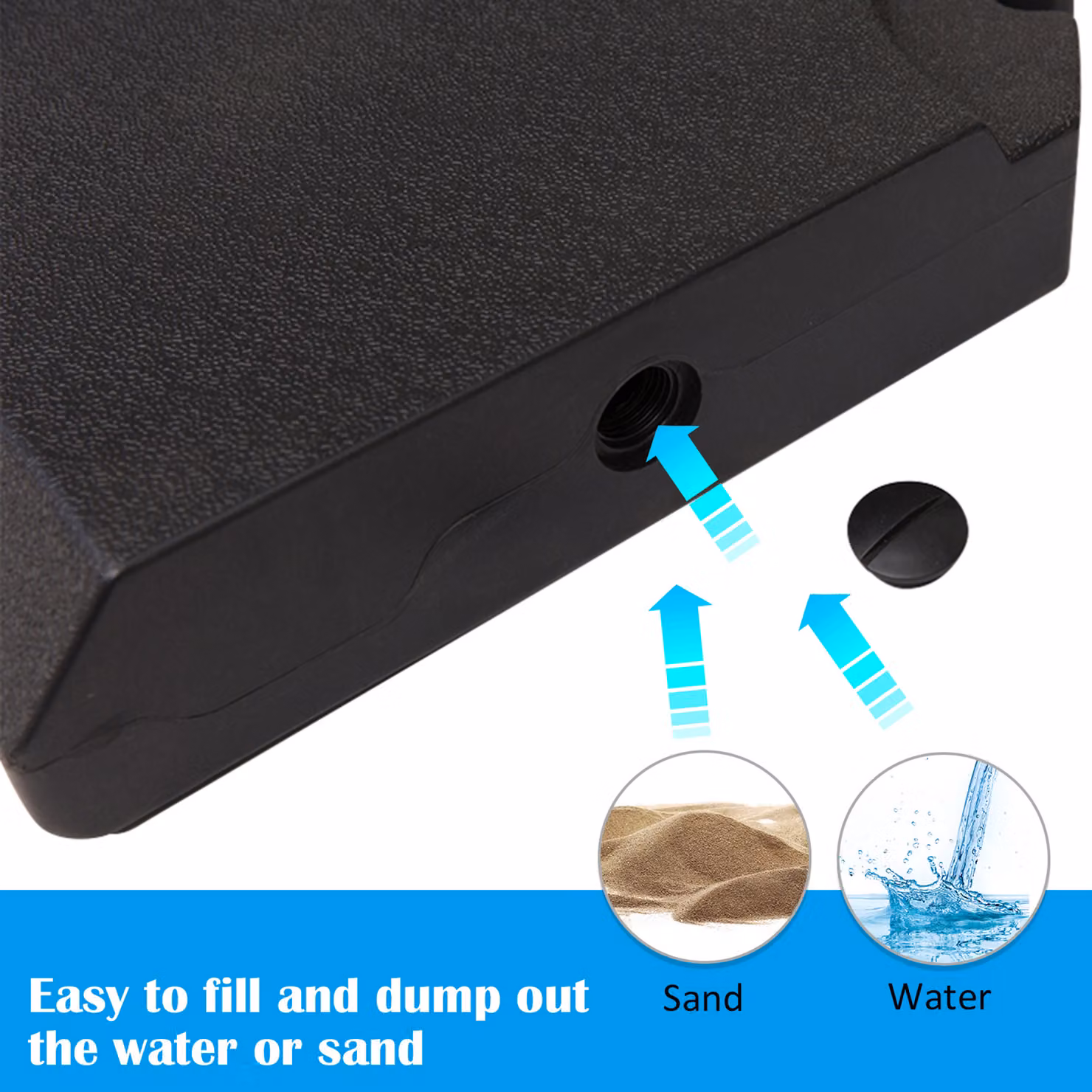 Outsunny Black HD Polyethylene Sand or Water Fillable Parasol Base – 4